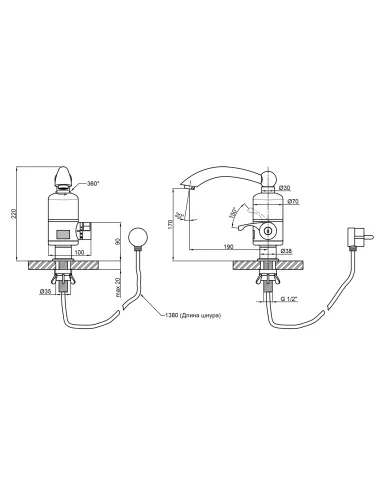Кран для кухни проточный Lidz WHI 0057, на гайке - 2