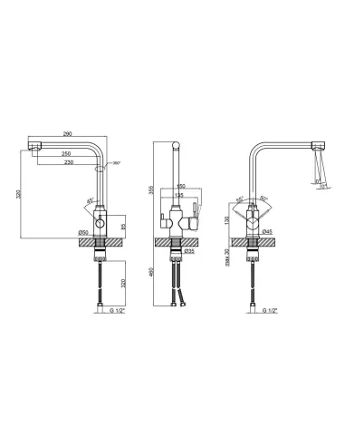  Змішувач для кухні з фільтром Lidz NKS 12 32 020F-13 на гайці - 2