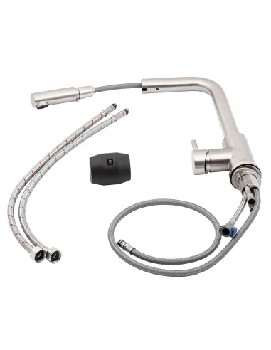  Змішувач для кухні з висувним виливом Lidz NKS 12 32 015FL-13 на гайці - 8