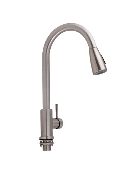 Змішувач для кухні з висувним виливом Lidz NKS 12 32 015FL-8 на гайці - 1