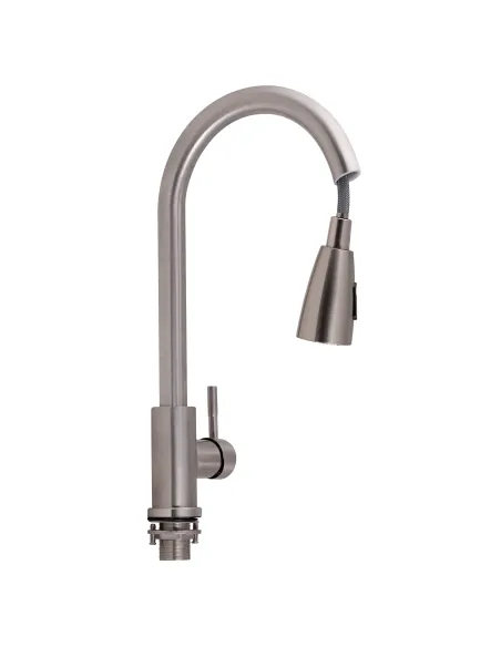 Змішувач для кухні з висувним виливом Lidz NKS 12 32 015FL-8 на гайці - 3