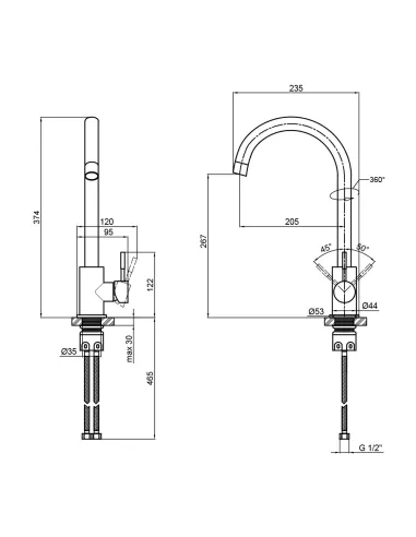 Змішувач для кухні Lidz GRA 12 32 015F-8 на гайці - 2
