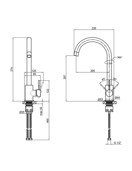 Змішувач для кухні Lidz GRA 12 32 015F-8 на гайці - 2