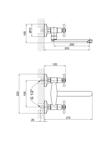 Змішувач для кухні настінний Lidz CRM Dominox 15361 - 2