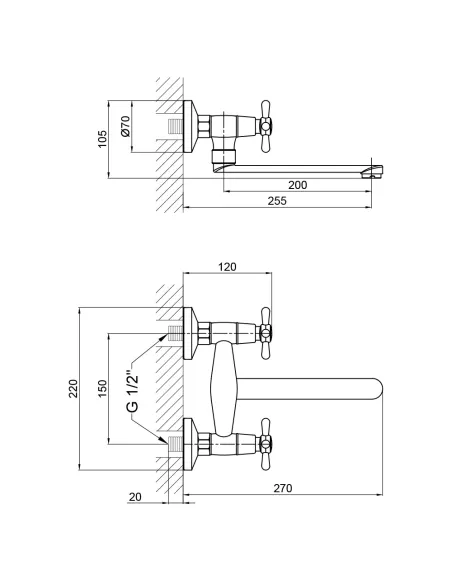 Змішувач для кухні настінний Lidz CRM Dominox 15361 - 2