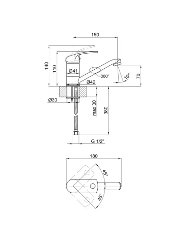 Смеситель для кухни Lidz CRM Mars 81 002M, шпилька - 2