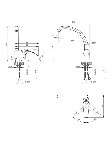 Смеситель для кухни Lidz CRM Mars 81 007-3, шпилька - 2
