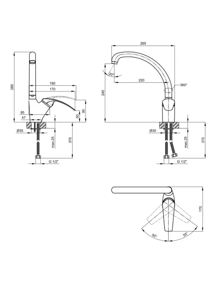Смеситель для кухни Lidz CRM Mars 81 007-3, шпилька - 2