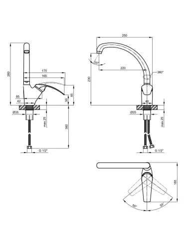 Змішувач для кухні Lidz CRM Mars 81 007F-3 на гайці. - 2