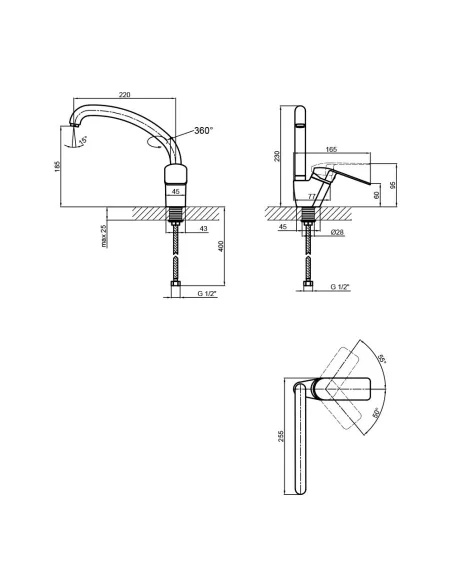 Смеситель для кухни Lidz CRM Mars 81 008F-3, на гайке - 2