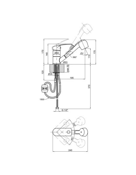  Змішувач для кухні з висувним виливом Lidz CRM Mars 81 011 на гайці - 2