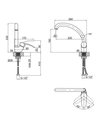 Смеситель для кухни Lidz CRM 20 49 008 04, на гайке - 2