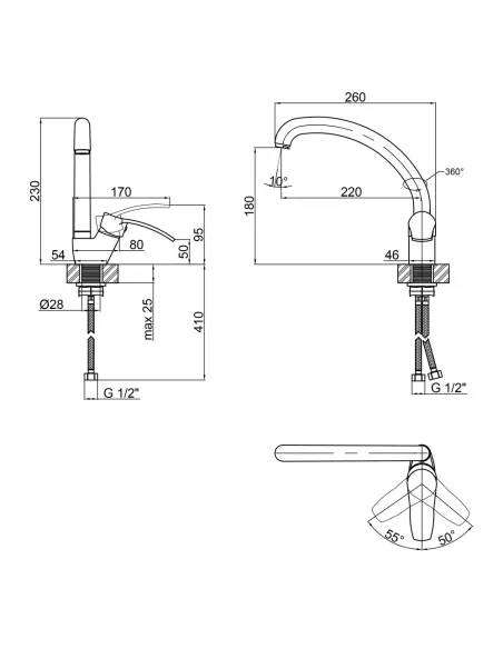 Смеситель для кухни Lidz CRM 20 49 008 04, на гайке - 2