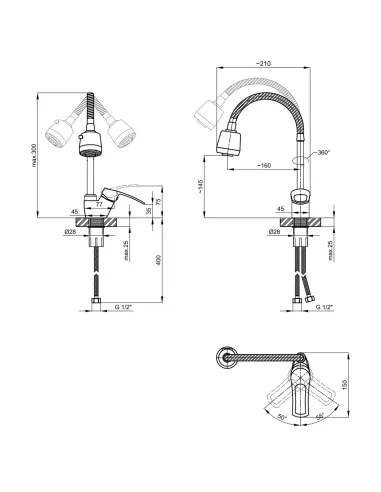 Смеситель для кухни с рефлекторним изливом Lidz CRM 22 40 008 04 на гайке - 2