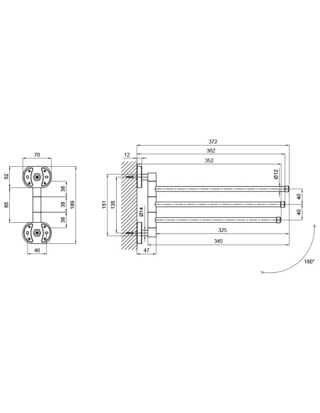 Рушникотримач поворотний потрійний Lidz CRM 114.07.03 - 2