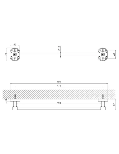 Полотенцедержатель прямой Lidz CRM 114.01.00 - 2