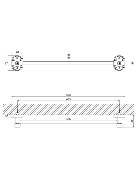 Полотенцедержатель прямой Lidz CRM 114.01.00 - 2