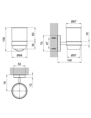 Настінний стакан для ванної кімнати Lidz CRG 114.04.01 - 2