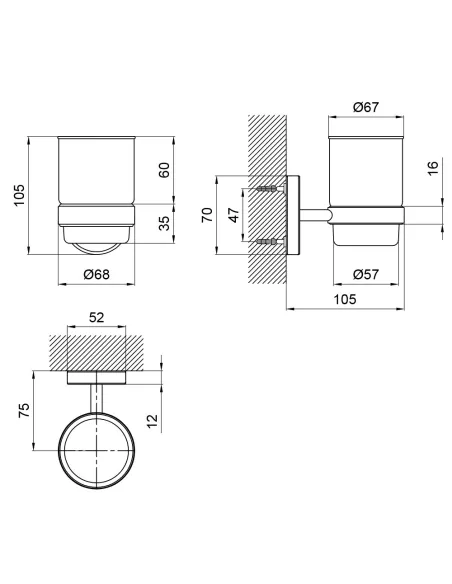 Настінний стакан для ванної кімнати Lidz CRG 114.04.01 - 2