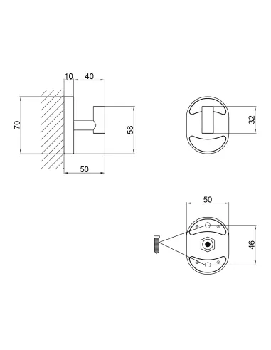 Одинарный крючок для полотенец Lidz CRM 114.06.01 - 2