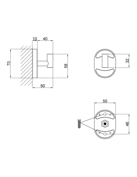 Одинарный крючок для полотенец Lidz CRM 114.06.01 - 2