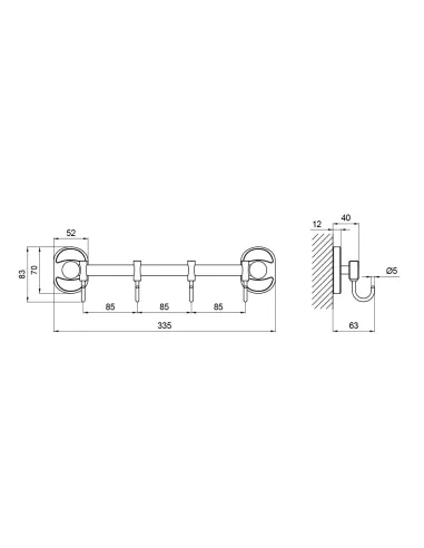 Гачок для рушників Lidz CRM 114.08.04, планка, 4 гачки - 2