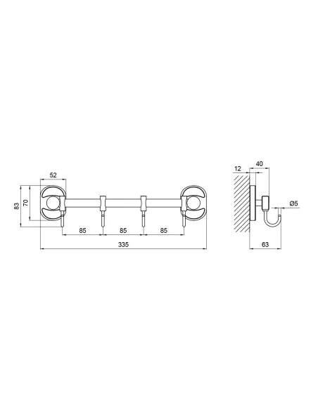 Гачок для рушників Lidz CRM 114.08.04, планка, 4 гачки - 2