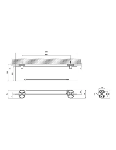 Полиця скляна з обмежувачем Lidz CRG 114.09.01 - 2