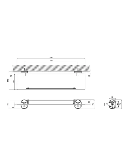 Полиця скляна з обмежувачем Lidz CRG 114.09.01 - 2