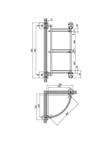 Полиця кутова потрійна Lidz CRG 114.10.03 - 2
