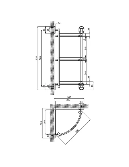Полиця кутова потрійна Lidz CRG 114.10.03 - 2