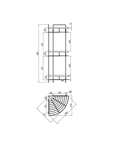 Полка тройная Lidz CRM 121.06.06 решетка - 2