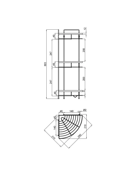 Полка тройная Lidz CRM 121.06.06 решетка - 2
