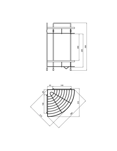 Полка двойная Lidz CRM 121.06.05, решетка - 2