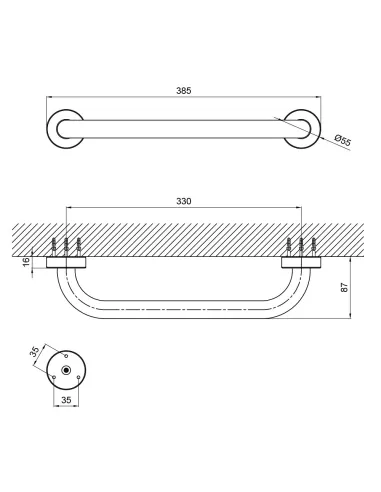 Поручень для ванны прямой Lidz CRM 121.03.01 - 2