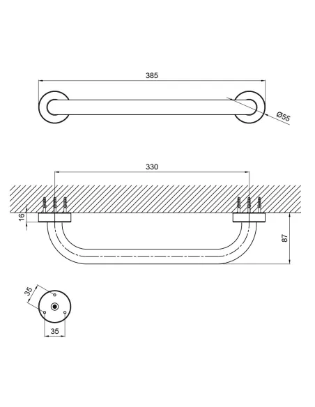 Поручень для ванны прямой Lidz CRM 121.03.01 - 2