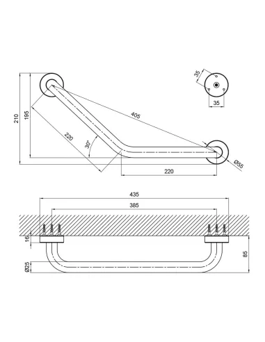 Поручень для ванни вигнутий Lidz CRM 121.03.02 - 2