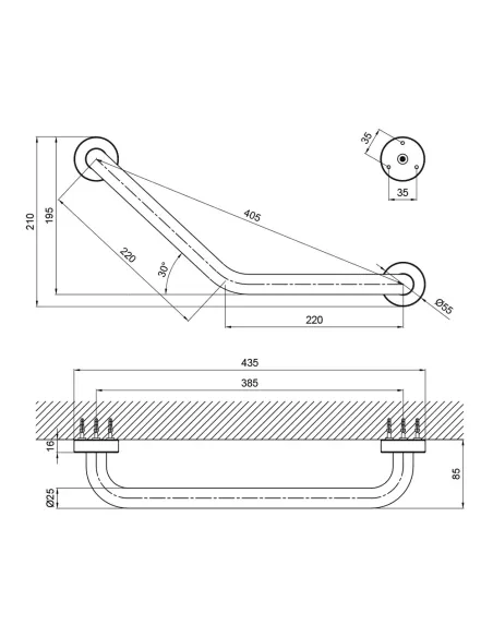 Поручень для ванни вигнутий Lidz CRM 121.03.02 - 2