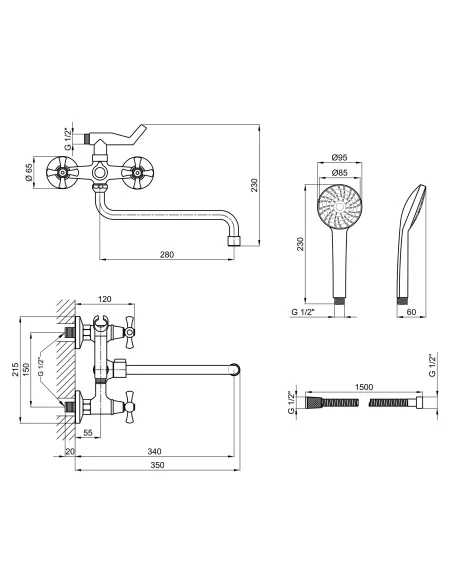 Змішувач для ванни Lidz CRM 75 21 140S цинк, хром - 2