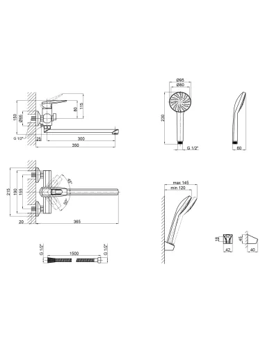 Змішувач для ванни Lidz CRM 13 33 005-1 цинк, хром - 2