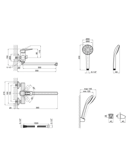 Змішувач для ванни Lidz CRM 13 33 005-1 цинк, хром - 2