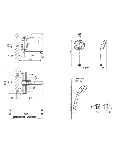 Змішувач для ванни Lidz CRM 13 33 006-1 цинк, хром - 2