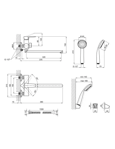 Змішувач для ванни Lidz CRM 14 34 005-1 цинк, хром - 2