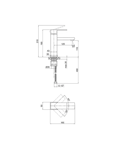 Смеситель для умывальника из нержавеющей стали Lidz NKS 10 30 001F - 2