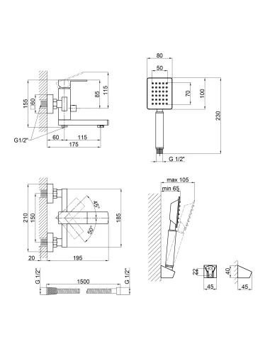 Смеситель для ванны из нержавеющей стали Lidz NKS 10 30 006-1 - 2