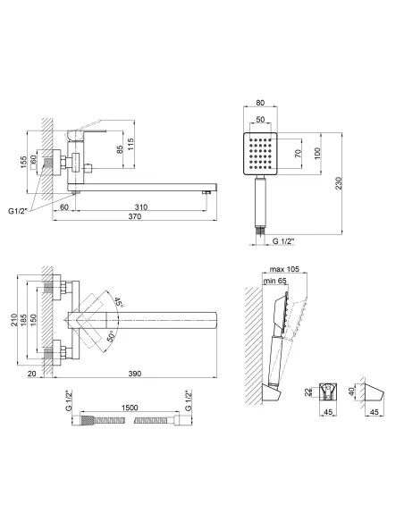 Змішувач для ванни з нержавіючої сталі Lidz NKS 10 30 005-1 - 2
