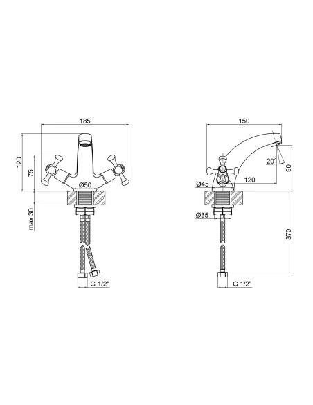 Смеситель для умывальника Lidz CRM 75 21 161F цинк, хром - 2
