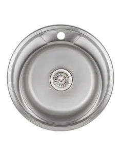 Кухонна мийка кругла Lidz Satin 490-A 0,8 мм - 1