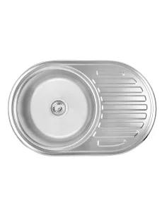 Кухонна мийка овальна Lidz Satin 7750 0,8 мм - 1