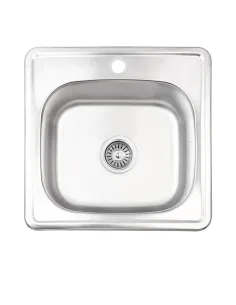 Кухонна мийка квадратна Lidz Satin 4848 0,6 мм - 1